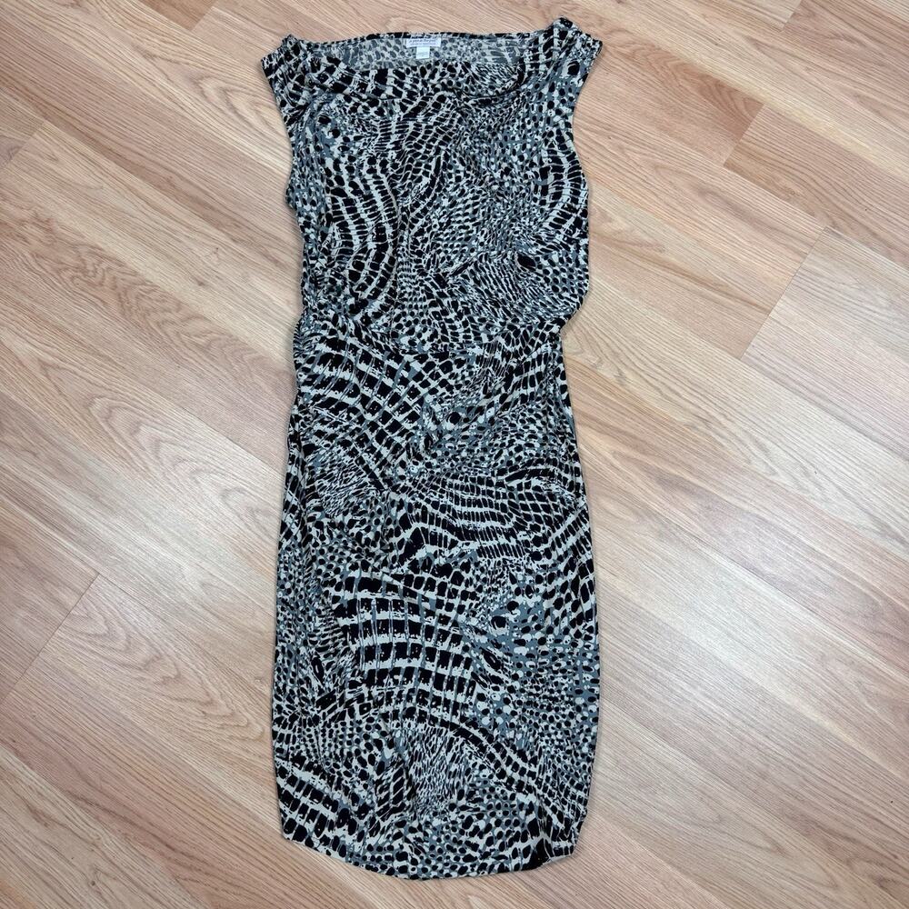 A Pea In the Pod Size Medium Maternity Dress Abstract Animal Print Black Tan